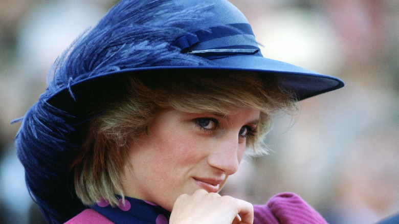 Princess Diana in feathered hat 