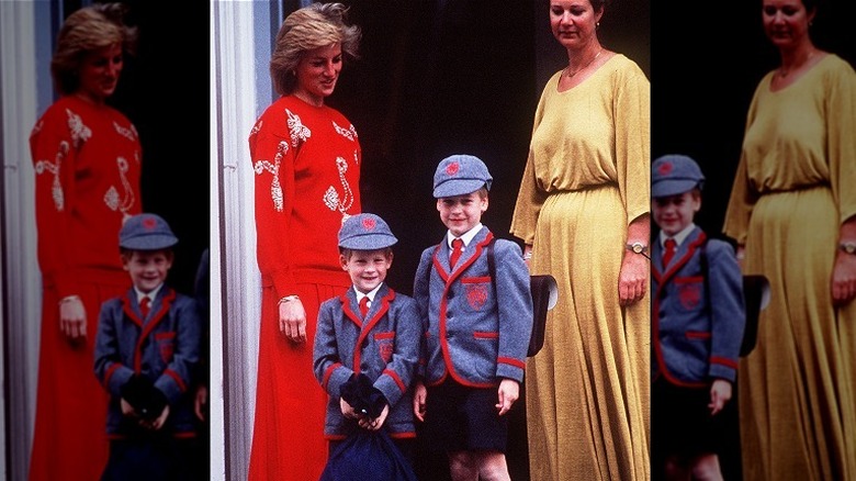 Princess Diana dropping William and Harry off at school