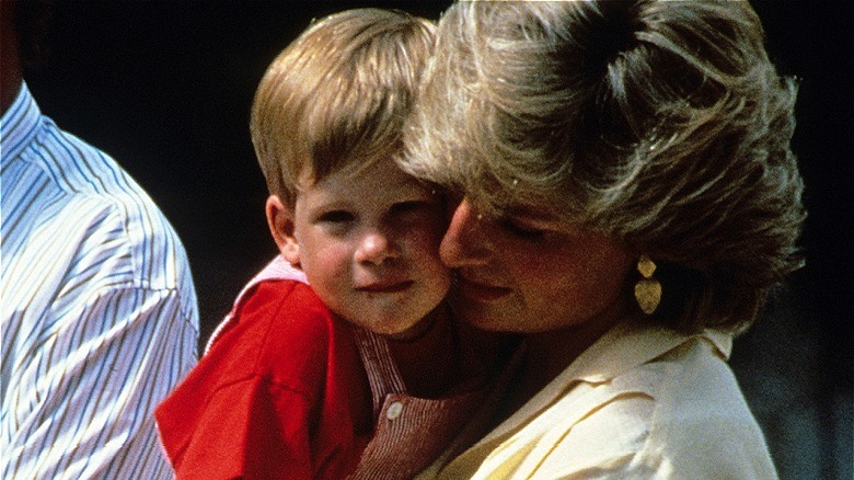 Princess Diana hugging Prince Harry