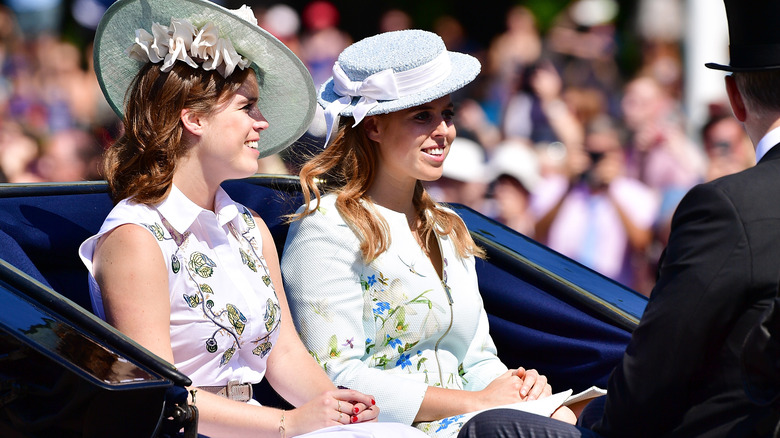 Princess Beatrice and Princess Eugenie in carriage