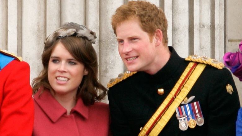 Princess Eugenie and Prince Harry at Trooping the Colour in 2012