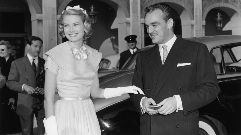 Grace Kelly and Prince Rainier posing together