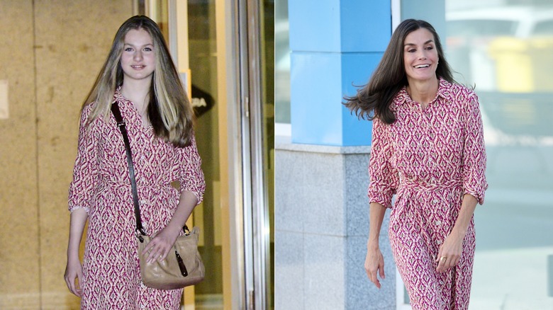 Leonor and Letizia same dress split image