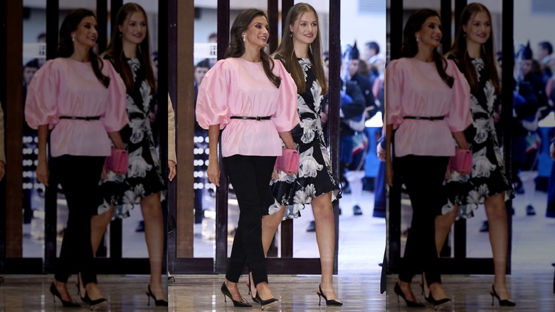 Leonor and Letizia walking