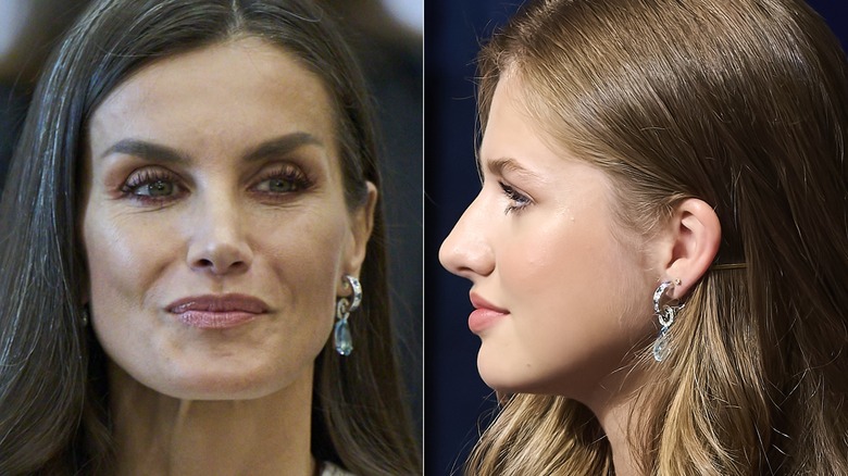 Letizia and Leonor matching earrings split image