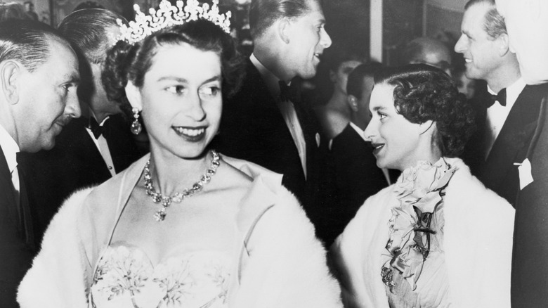 Queen Elizabeth II Princess Margaret smiling