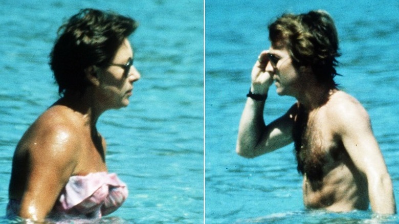 Princess Margaret and Roddy Llewellyn in the sea