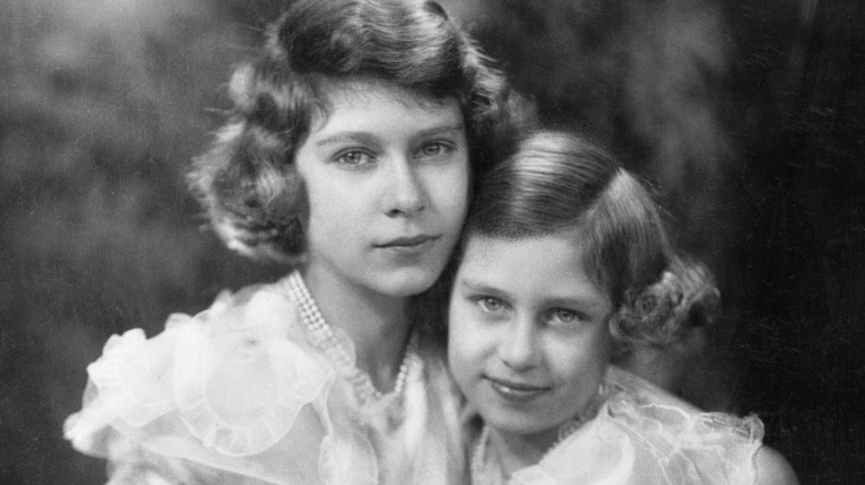 Portrait of young Princess Margaret and Queen Elizabeth II