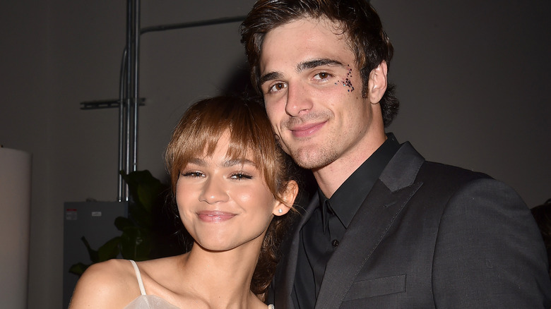 Jacob Elordi and Zendaya posing for pics