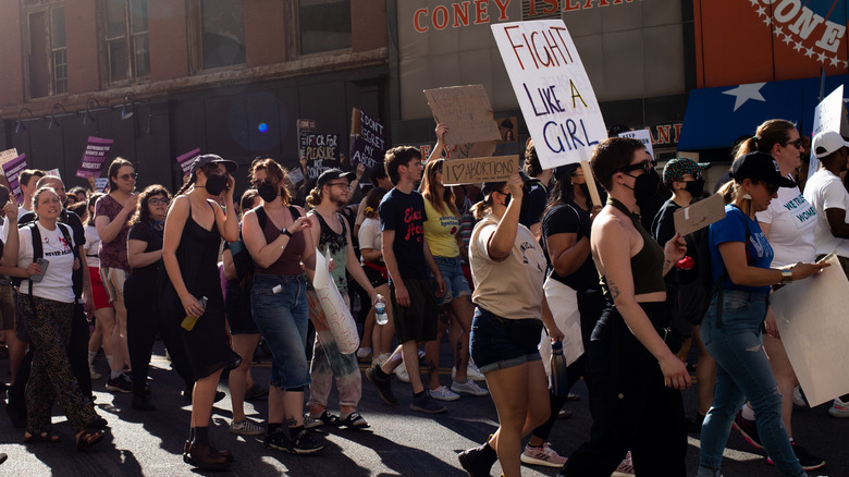 Abortion rights demonstrators in Detroit 