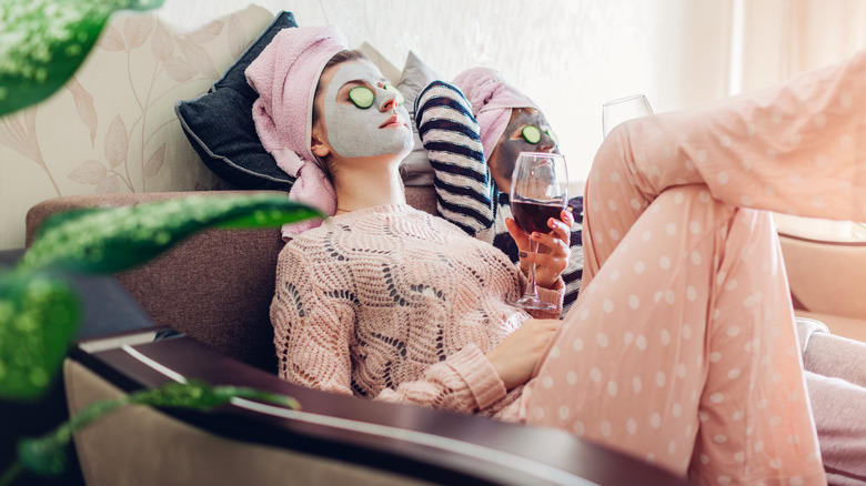 woman with cucumber mask