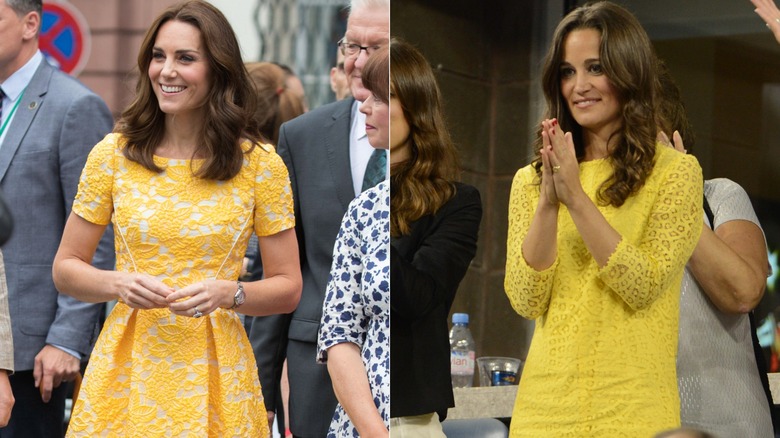 Kate and Pippa Middleton in yellow dresses 