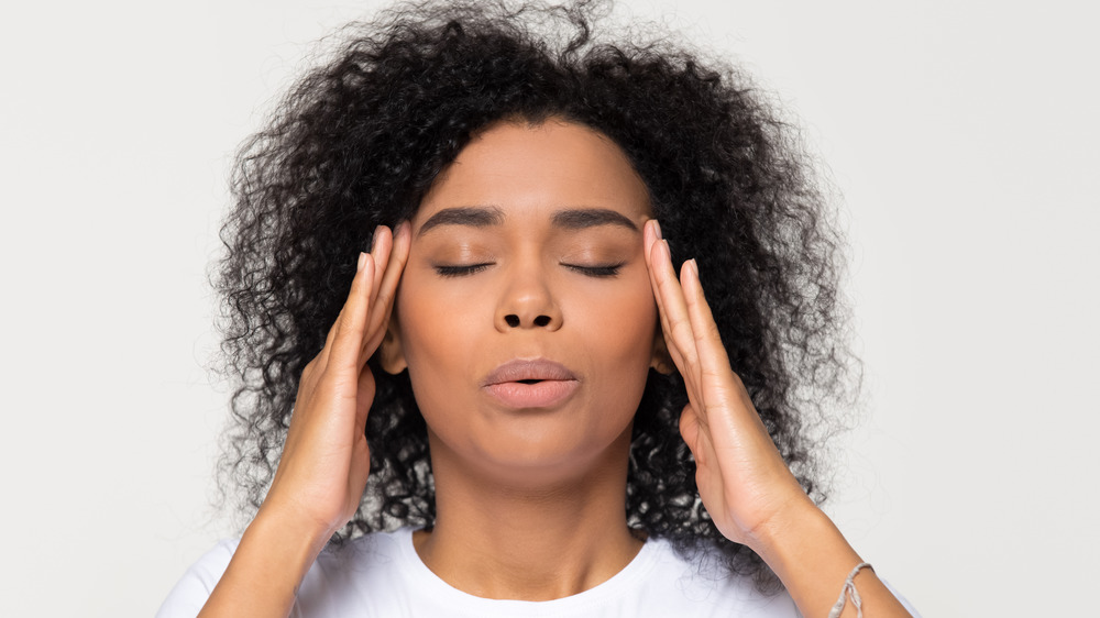 Woman trying to stay calm