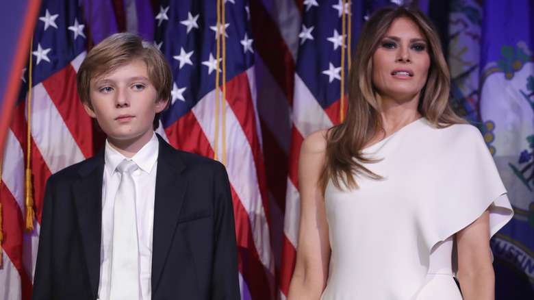 Melania Trump and Barron Trump at an event