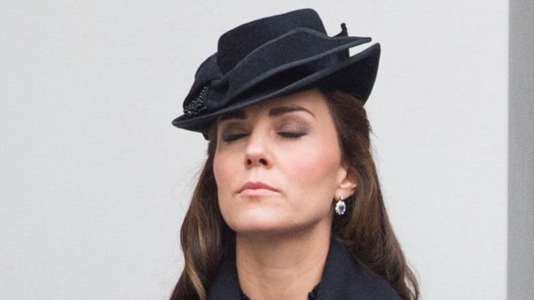 Kate Middleton with her eyes closed