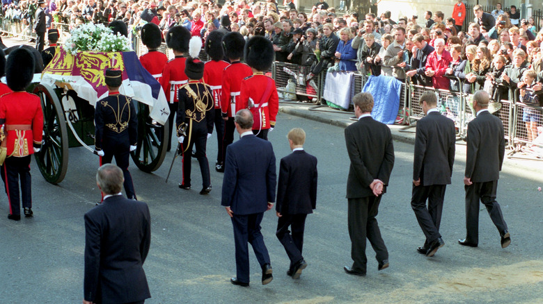 William and Harry at Diana's funeral 