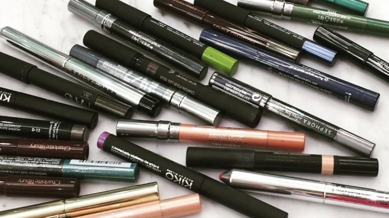 an array of eyeshadow sticks