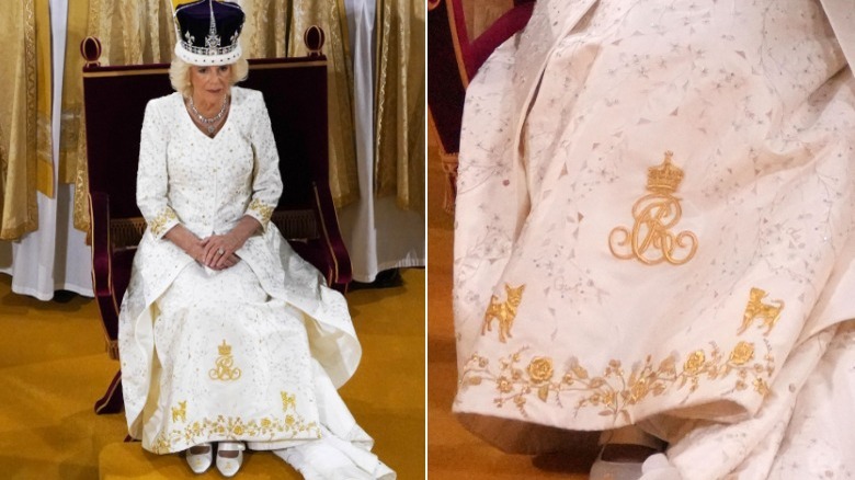 queen camilla coronation ceremony gown hem