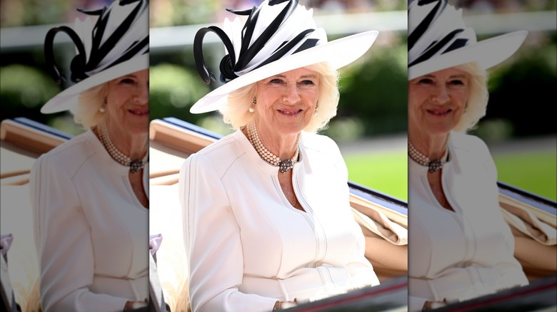 Camilla, Queen Consort, riding in a carriage 