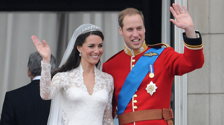 Kate Middleton and Prince William on wedding day