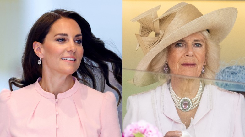 Princess Catherine smiling, Queen Camilla at Royal Ascot