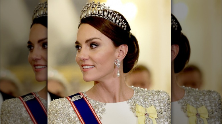 Catherine, Princess of Wales during the State Banquet at Buckingham Palace