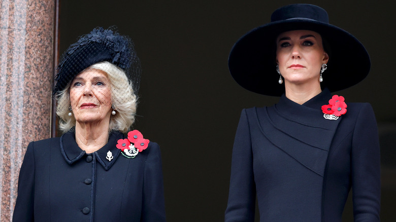 Queen Camilla and Kate Middleton during Remembrance Day