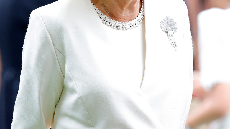 Queen Camilla's shell-shaped brooch