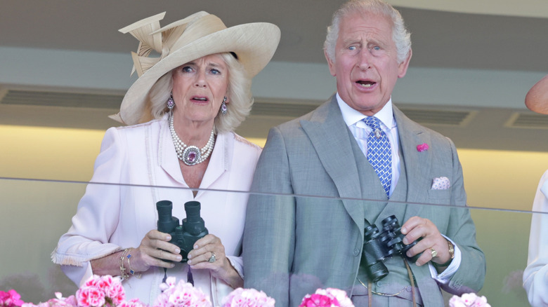 Queen Camilla and King Charles react to the race 