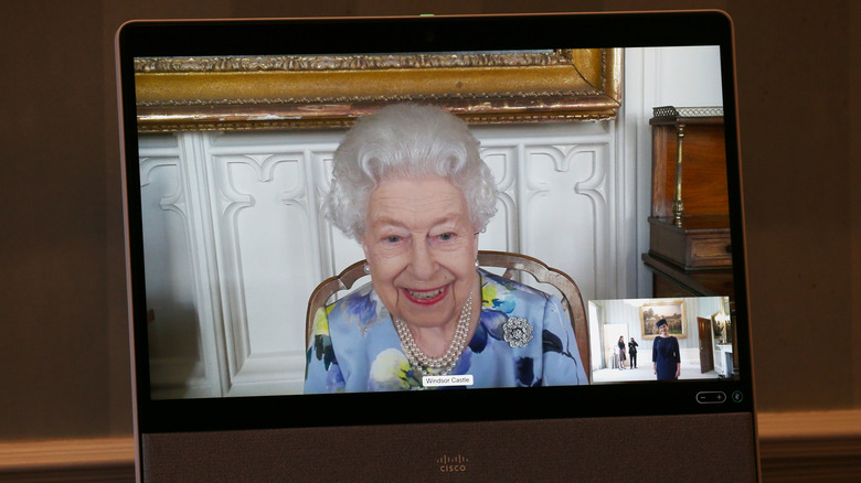 Queen Elizabeth II on video call 