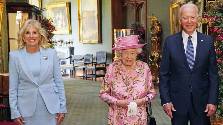 Queen Elizabeth with the Bidens