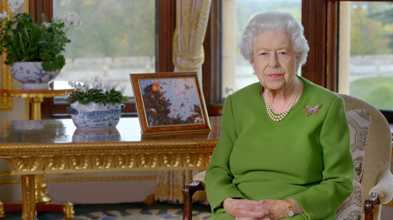 Queen Elizabeth in her office