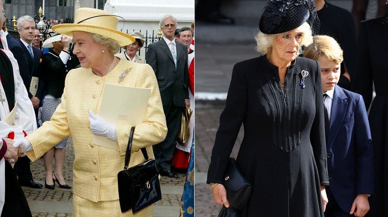 Split image of Queen Elizabeth II & Queen Camilla