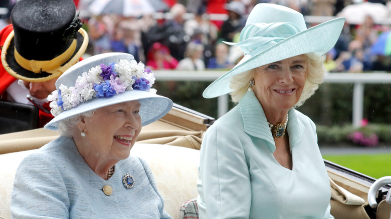 Camilla, Queen Consort & Queen Elizabeth in carriage