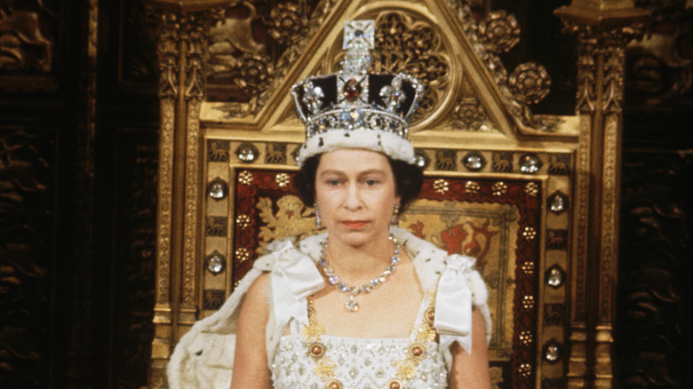 Queen Elizabeth on the throne 