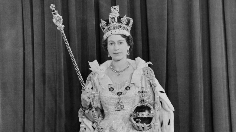 Queen Elizabeth posing after coronation 