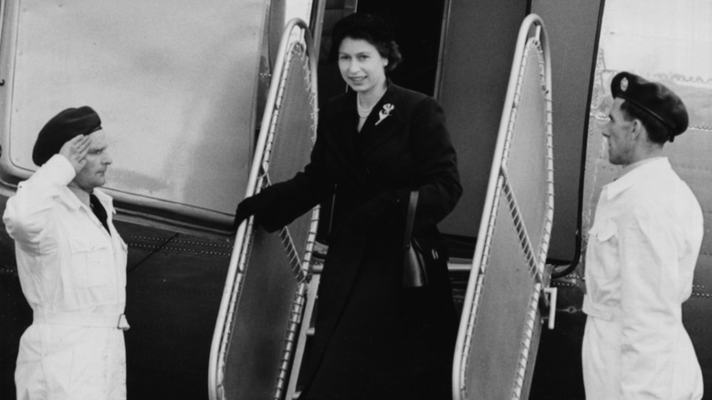 Queen Elizabeth deplaning in 1952/3