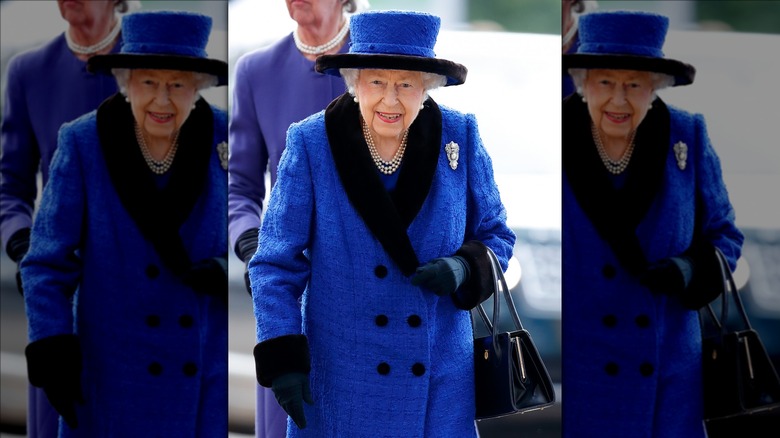 Queen Elizabeth cobalt blue coat and hat