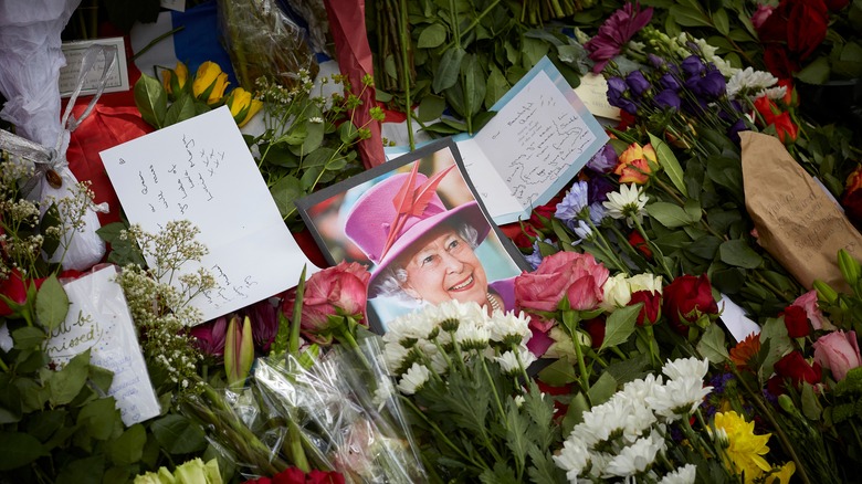 Flowers left by mourners 