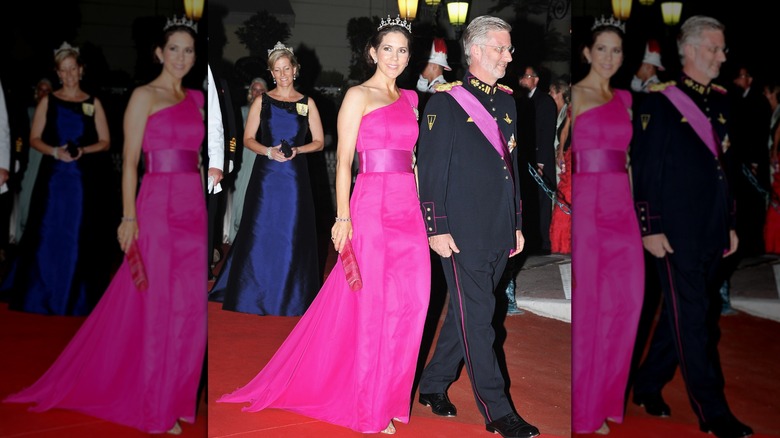 Princess Mary of Denmark walking with Prince Philippe of Belgium on red carpet