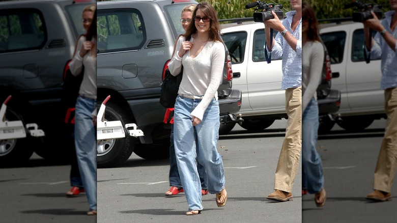 Mary Donaldson smiling walking past paparazzi