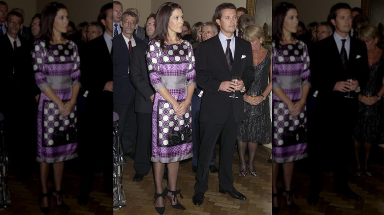 Princess Mary and Prince Frederik of Denmark standing in a crowd