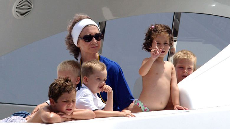 Spain's Queen Sofia and grandkids