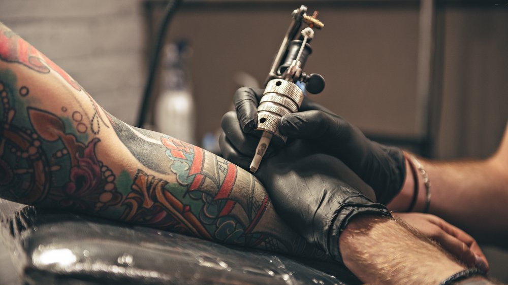 Man getting tattoo