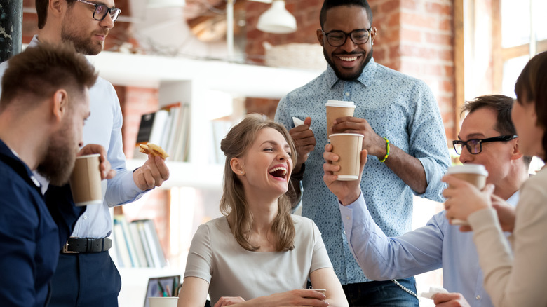 Employees having fun during a coffee break