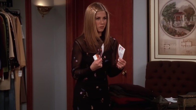 Rachel in a black dress in "Friends"