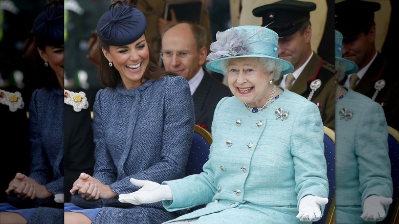 Kate Middleton and Queen Elizabeth smiling