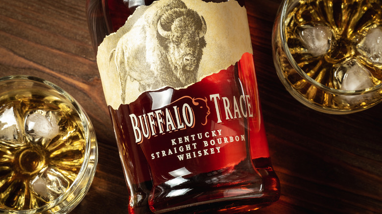 Buffalo Trace bottle and glasses