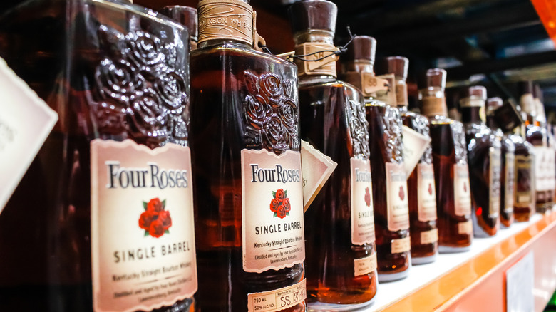 Four Roses bottles on shelf