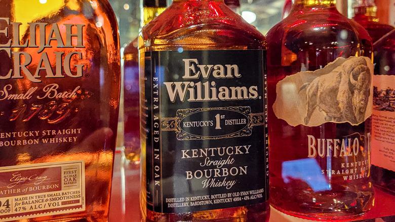 Evan Williams bourbon on shelf